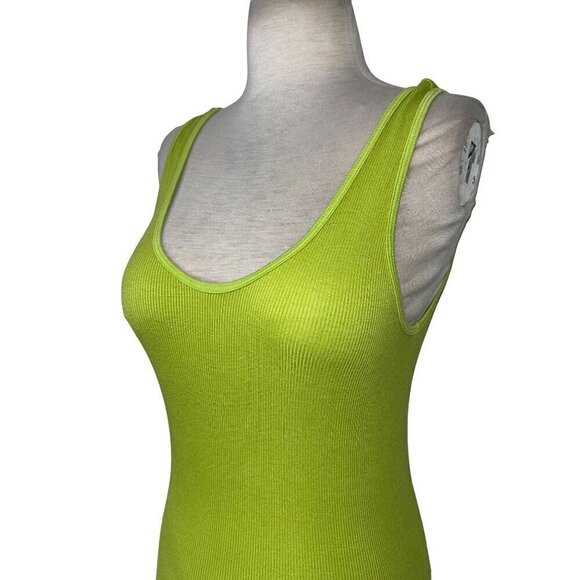 Enza Costa Silk Rib Tank Midi Dress in Kiwi Large Womens Stretchy Bodycon - Picture 5 of 13